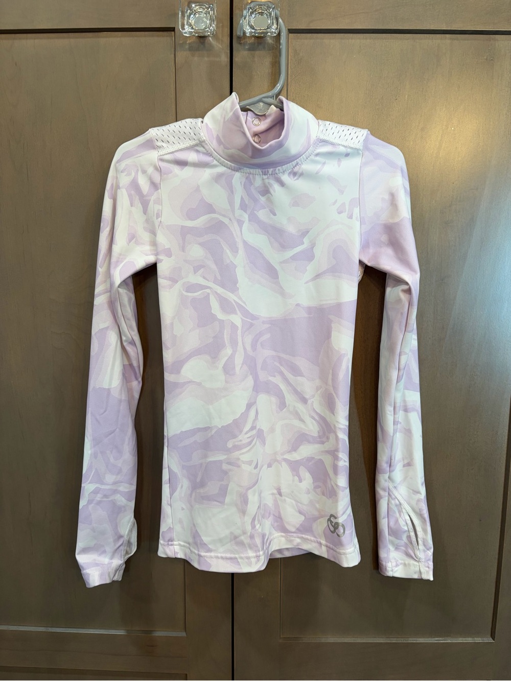 Girls Long-Sleeve Mock Neck Skating top Light Lavender Swirl